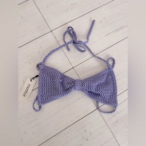 New Montce Swim Lavender Crochet Devin Bikini Top Size M NWT